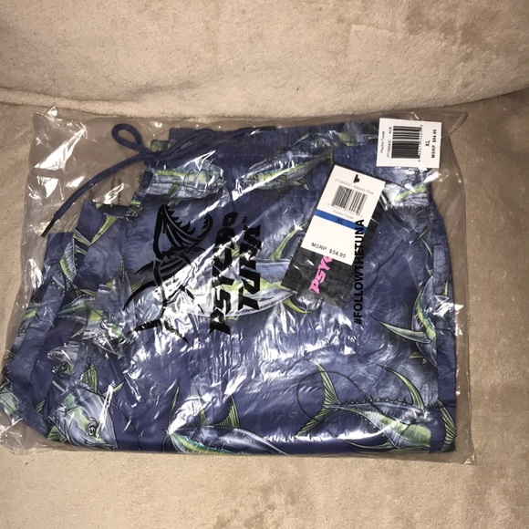 Psycho Tuna M or XL Atlantic Blue Psycho Tunas swim trunks New - Picture 5 of 14